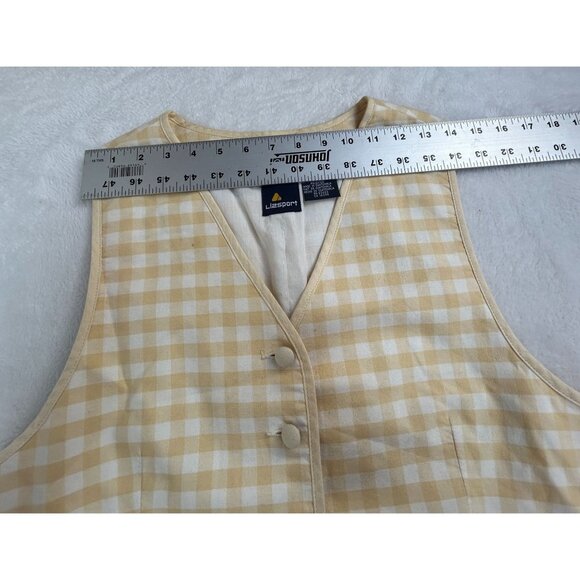 Lizsport Womens Yellow & White Gingham Button-Up Vest Large Lined Lightweight - Picture 5 of 7